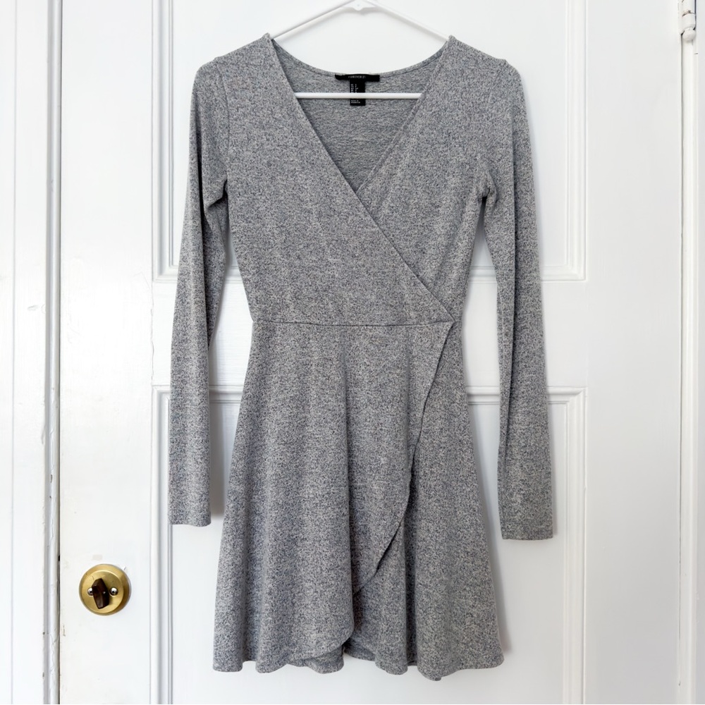 Heather Grey Long Sleeve Wrap Dress